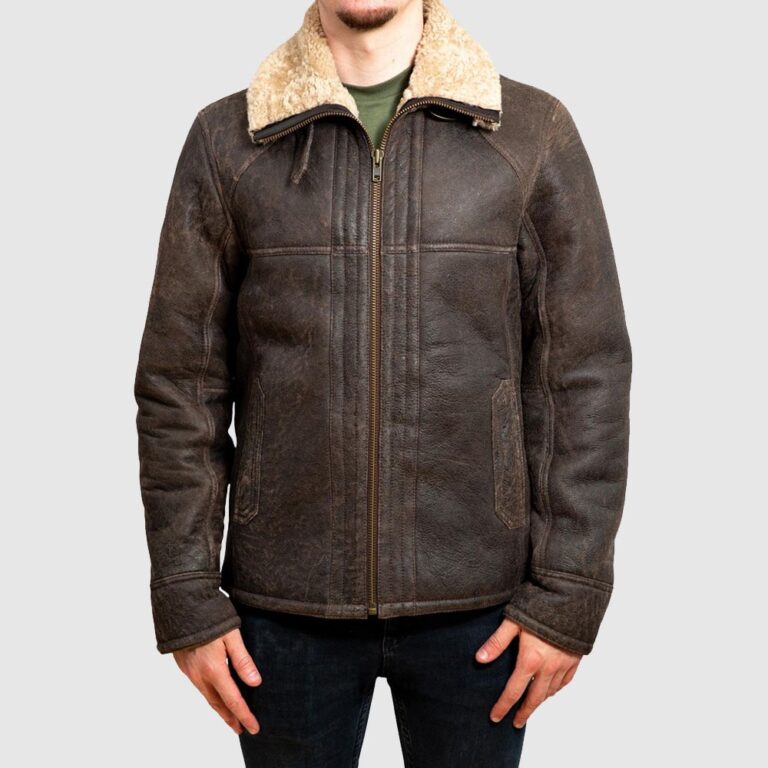 Mens Sheepskin Jacket - Nappa Leather Aviator Style Bomber Coat