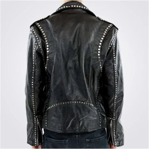 Black Leather Studded Party Jacket