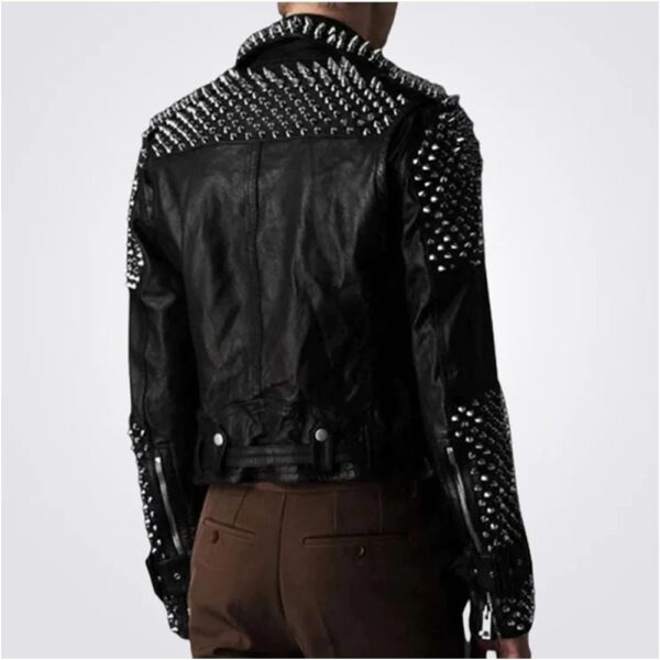 Leather Jacket Silver Spikes