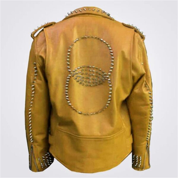 Leather Studded Jacket Yellow